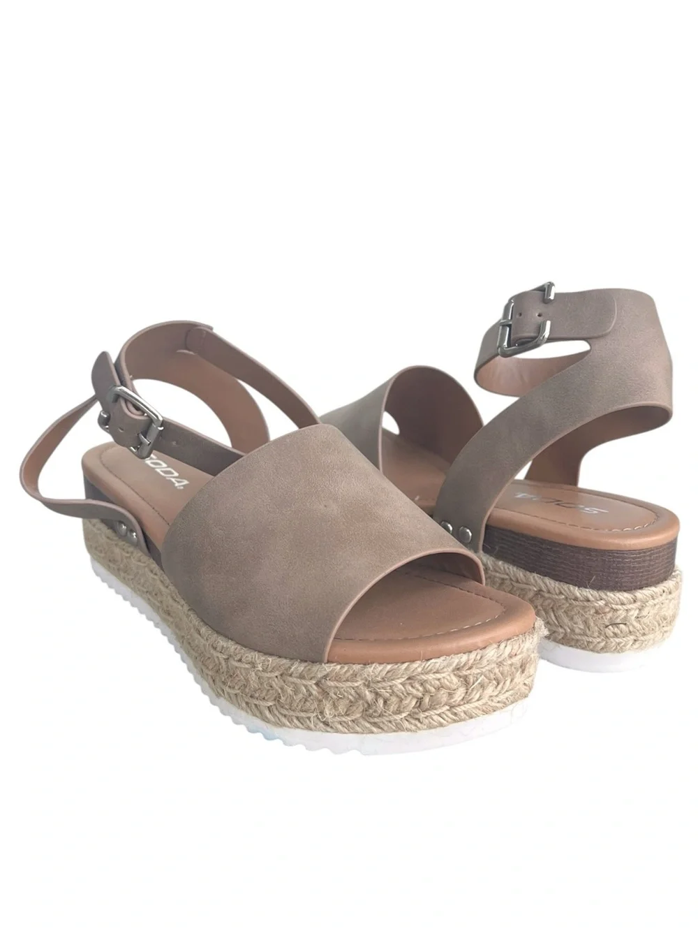Soda TOPIC Open Toe Ankle Strap Espadrilles Flatform Wedge Sandal Size 8.5